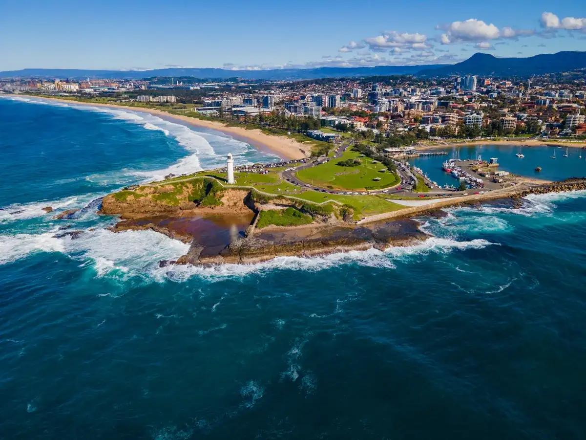 Wollongong city and coastline from the air